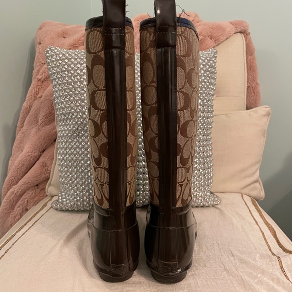 Coach Brown Monogram Winter Rain Boots - Picture 8 of 11